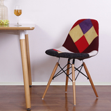 xs伊姆斯软包椅子餐椅实木脚布艺靠背北欧组装休闲电脑咖啡厅椅