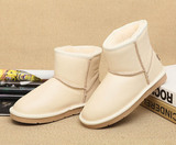 正品S&O真皮女雪地靴 低筒短靴 5854防水防滑女靴保暖靴 米白色