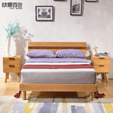 欧娜百合 日式纯实木床1.8米红橡木床1.5双人床1.2单人床简约现代