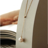 包邮钛钢韩版珍珠18K玫瑰金项链锁骨链可调节长度性感