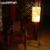 比月新中式落地灯客厅卧室立灯创意古典花鸟布艺喷绘落地台灯3103