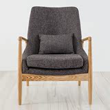 现代简约实木休闲单人沙发椅  北欧风格软坐垫设计师单人沙发靠椅