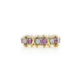 香港专柜正品代购 Tiffany蒂芙尼18K金镶钻石和蓝宝石情侣戒指