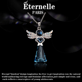法国Eternelle施华洛世奇水晶新款天使女项链 原创设计生日送女友