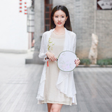 伶俐柠檬中国风复古女装20635原创设计纯色衬衫防晒薄款文艺范