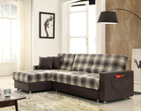 普菲斯 布艺沙发转角贵妃多功能组合小户型 储物沙发可变床BJ162