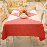 酒店圆桌桌布布艺 红色台布餐厅长方形布餐桌布 时尚白色口布现代