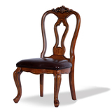 皇家经典家具 经典美式全实木餐椅 贵族风范真皮坐垫餐椅厂家直销