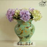 美式乡村陶瓷彩绘蒂芙尼兰花瓶 欧式复古餐桌玄关花瓶摆件装饰