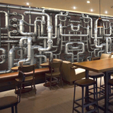 朋克水管重金属墙纸背景墙网吧办公室壁纸个性酒吧店大型壁画911