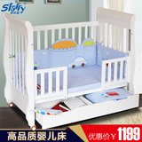 斯塔瑞婴儿床实木欧式松木宝宝床BB床游戏床白色出口多功能儿童床