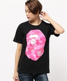 2016夏季新款bape双面粉红迷彩大猿人头纯棉短袖T恤男女情侣上衣