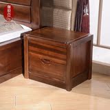 黑胡桃木床头柜 实木床头柜现代 简约床边柜 储物柜实木家具