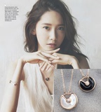 韩国明星同款项链女钻石玛瑙黑白贝壳18K玫瑰金钛钢锁骨链首饰品
