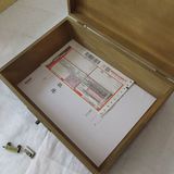纸族谱长方形仿古小木头箱子收纳盒储物盒木盒子带锁 大号可放A4