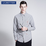 Lilbetter男士衬衫长袖 彩色波点刺绣寸衫韩版潮流青年学生衬衣男