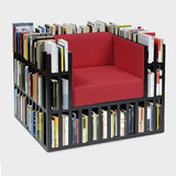 新中式家具 设计师实木书架沙发组合小户型沙发椅阅读创意沙发椅