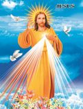 高清耶稣慈悲圣母玛利亚若瑟圣家3D立体画像天主教圣物40X60CM