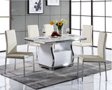 大理石餐桌现代简约五金不锈钢餐台餐厅饭桌黑白色配套桌子 916