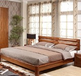 乌金木色实木双人床1.5米1.8米 现代原野风格香皮楠木实木床