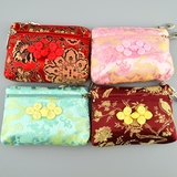 中国风特色出国小礼品物 苏杭州旅游丝绸纪念品古典双拉链零钱包