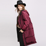 欧美茧型羽绒服2016冬装新款韩版女装长袖连帽中长款保暖加厚外套