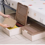 日本进口大号床底收纳箱带盖塑料衣服整理储物箱子带轮床下收纳盒