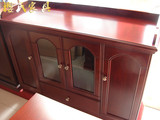 高档胡桃木色1.5米四门茶水柜办公柜矮柜餐边柜时尚油漆实木家具