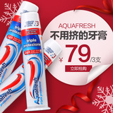 Aquafresh进口按压式美白去渍口腔护理牙膏包邮三支装100ml/支