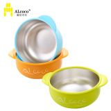 英国 ALcoco/爱伦可可儿童餐具真空防烫双耳碗 隔热防摔不锈钢碗