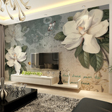 3D立体蝴蝶花卉电视沙发背景墙纸壁纸 欧式卧室客厅大型壁画墙布