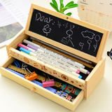 多层木质文具盒_学生儿童男女孩木制铅笔盒韩国多功能文具盒笔袋