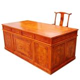 2米仿古写字台书桌实木中式雕花书房家具大班台老板桌榆木办公桌