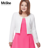 预售MSSHE加肥加大码女装2016新款春装OL短款小香风西装外套2475