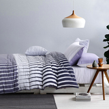 ALLBRIGHT/欧博特纯棉春季北欧简约条纹床单被套四件套床上用品