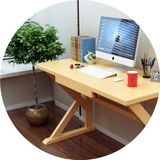 简易全纯实木电脑桌台式家用办公桌卧室松木书桌简约现代学习桌子