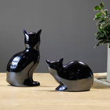 出口原单陶瓷黑猫咪摆设欧美创意工艺品家庭客厅装饰艺术摆件小号