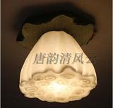 新中式古典工艺走廊装饰灯具 艺术透光荷花莲蓬吸顶灯 床头灯青莲