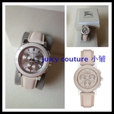 福州现货美国专柜代购 burberry BU9702祼色陶瓷三眼计时皮带手表