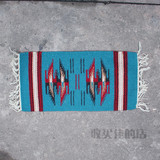 美国进口羊毛纯手工印第安民族风纳瓦霍地毯图腾花纹挂毯vintage