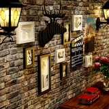 咖啡厅现代鹿头装饰画客厅酒吧复古怀旧挂画北欧墙壁有框壁挂组合
