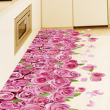 3D立体墙贴纸贴画卧室房间客厅地板浴室防水装饰品爱情玫瑰地贴