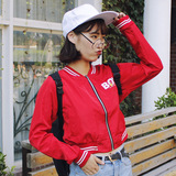 2016韩版春夏新款街头字母修身短款棒球外套薄超短女装闺蜜包邮
