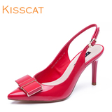 KISSCAT/接吻猫高跟凉鞋女夏2016新款尖头浅口单鞋女士细跟高跟鞋