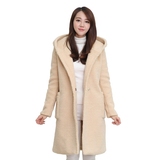 2015少女冬装韩版高中学生可爱纯色中长款毛呢外套大码宽松大衣潮