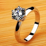 正品SONA仿真钻戒纯银镀PT950铂金钻石戒指情侣结婚订婚指环戒指