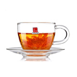 一屋窑花茶杯大号创意杯碟套装咖啡杯水果茶杯耐热玻璃带把手茶具