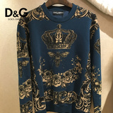 DOLCE&GABBANA杜嘉班纳D&G男款皇冠蜜蜂蓝色套头卫衣现货