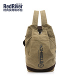 满江红水桶帆布包 运动双肩包背包学生旅行包包复古休闲包水桶包