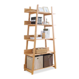 实木五层书柜简约现代日式北欧地中海风格家具橡木实木书架橡木柜